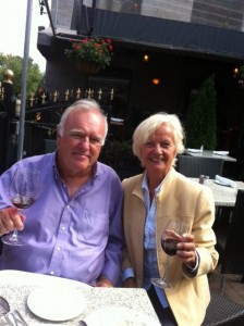 Pat and Bill enjoying snacks at VieuxPort Steakhouse